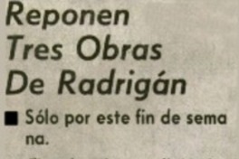 Reponen tres obras de Radrigán.