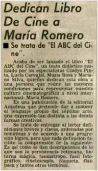 Dedican libro de cine a María Romero.