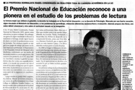 El Premio Nacional de Educación reconoce a una pionera en el estudio de los problemas de lectura.