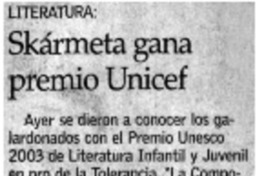 Skármeta gana premio Unicef.