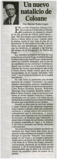 Un nuevo natalicio de Coloane