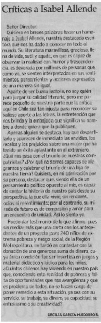 Críticas a Isabel Allende