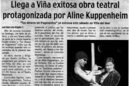 Llega a Viña exitosa obra teatral protagonizada por Aline Kuppenheim