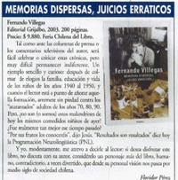 Memorias dispersas, juicios erráticos
