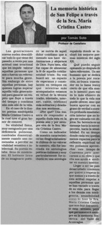 La memoria histórica de San Felipe a través de la Sra. María Cristina Castro