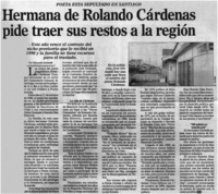 Hermana de Rolando Cárdenas pide traer sus restos a la región