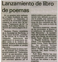 Lanzamiento de libro de poemas.