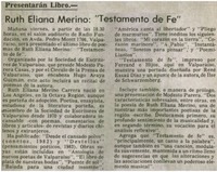 Ruth Eliana Merino:"Testamento de fe".