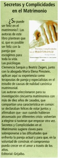 Secretos y complicidades en el matrimonio