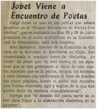 Jobet viene a encuentro de poetas.