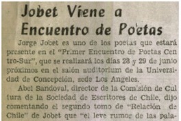 Jobet viene a encuentro de poetas.