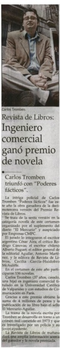 Ingeniero Comercial ganó premio de novela