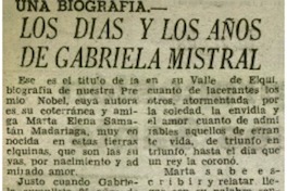 Los días y los años de Gabriela Mistral