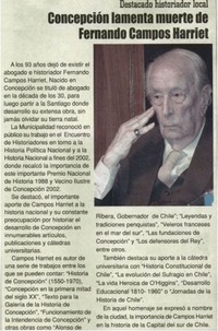 Concepción lamenta muerte de Fernando Campos Harriet