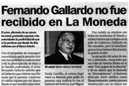 Fernando Gallardo no fue recibido en La Moneda.