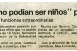 "Los niños que no podían ser niños" para vacaciones.