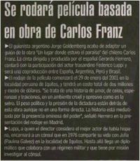 Se rodará película basada en obra de Carlos Franz