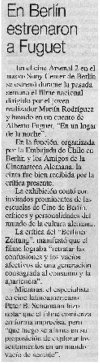 En Berlín estrenaron a Fuguet.