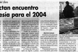 Proyectan encuentro de poesía para el 2004
