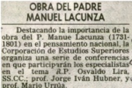 Obra del padre Manuel Lacunza.