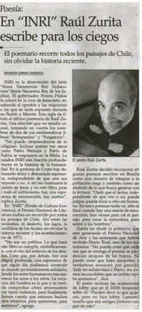 En "INRI" Raúl Zurita escribe para los ciegos