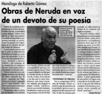 Obras de Neruda en voz de un devoto de su poesía