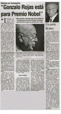 Gonzalo Rojas está para Premio Nobel