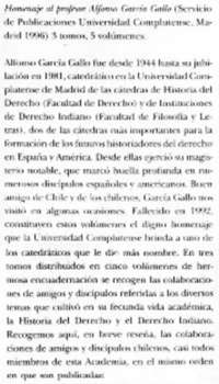 Notas bibliográficas : homenaje a Alfonso García Gallo