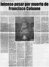 Intenso pesar por muerte de Francisco Coloane.
