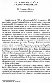 Discurso de recepción a D. Alejandro Sieveking