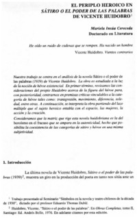 El periplo heroicoen Sátiro o el poder de las palabras de Vicente Huidobro