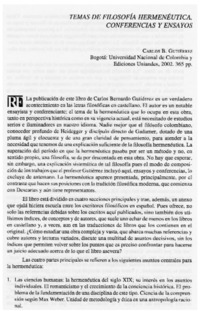 Temas de filosofía hermenéutica, conferencias y ensayos