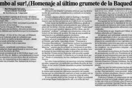 ¡Rumboal Sur!, (Homenaje al último grumete de la Baquedano)
