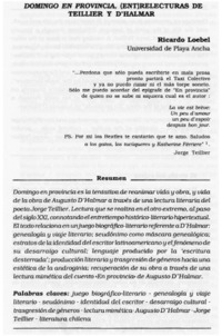 Domingo en provincia, (ENT)relecturas de Teillier y D'Halmar