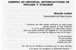 Domingo en provincia, (ENT)relecturas de Teillier y D'Halmar