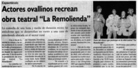 Actores ovallinos recrean obra teatral "La Remolienda"