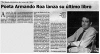 Poeta Armando Roa lanza su último libro