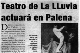Teatro de La Lluvia actuará en Palena