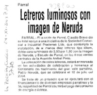 Letreros luminosos con imagen de Neruda
