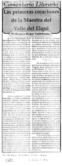 Las primeras creaciones de la Maestra del Valle del Elqui