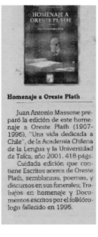 Homenaje a Oreste Plath.