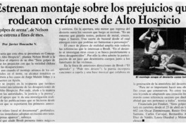 Estrenan montaje sobre los prejuicios que rodearon crímenes de Alto Hospicio