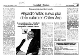Alejandro Witker, nuevo pilar de la cultura en Chillán Viejo : [entrevistas]