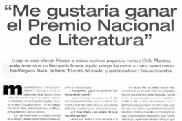 Me gustaría ganar el Premio Nacional de Literatura" : [entrevistas]