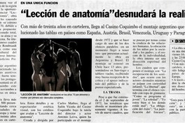 Lección de anatomía" desnudará la realidad