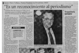 "Es un reconocimiento al periodismo"