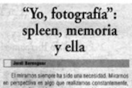 Yo, fotografía": spleen, memoria y ella