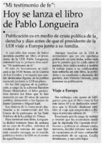 Hoy se lanza el libro de Pablo Longueira