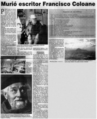 Murió escritor Francisco Coloane