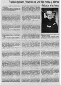 Francisco Coloane: Recuerdos de una vida intensa y extensa dedicada a las letras : [entrevistas]